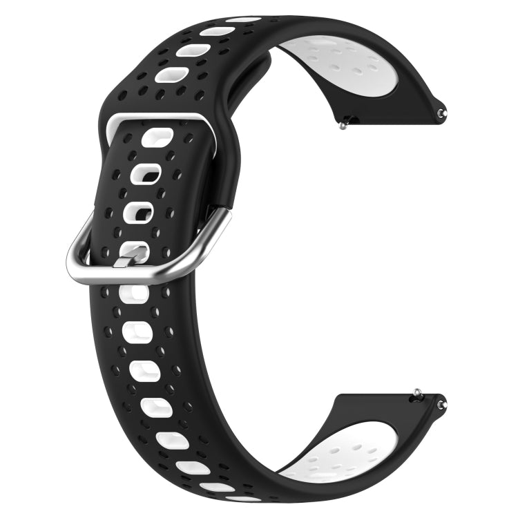 For Garmin Forerunner 55 20mm Breathable Two-Color Silicone Watch Band(Black+White) - Watch Bands by PMC TechLife | Online Shopping South Africa | PMC TechLife