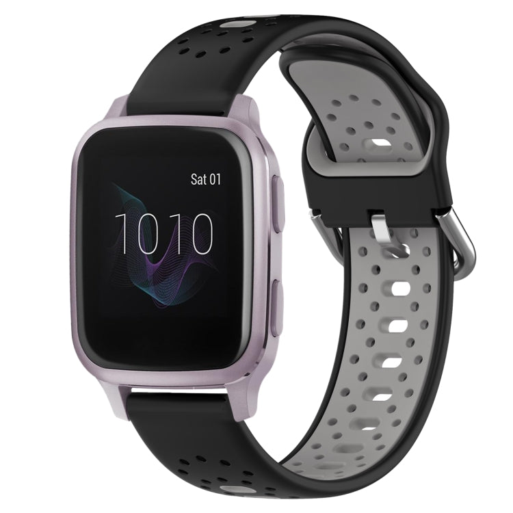For Garmin Venu SQ 20mm Breathable Two-Color Silicone Watch Band(Black+Grey) - Watch Bands by PMC TechLife | Online Shopping South Africa | PMC TechLife