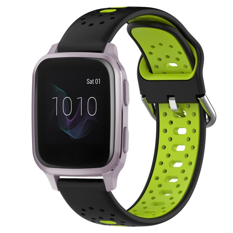 For Garmin Venu SQ 20mm Breathable Two-Color Silicone Watch Band(Black+Lime Green) - Watch Bands by PMC TechLife | Online Shopping South Africa | PMC TechLife