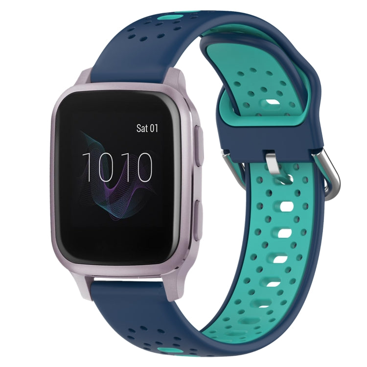 For Garmin Venu SQ 20mm Breathable Two-Color Silicone Watch Band(Blue+Teal) - Watch Bands by PMC TechLife | Online Shopping South Africa | PMC TechLife