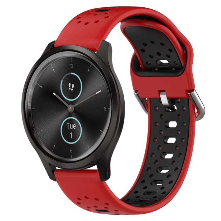 For Garmin VivoMove Style 20mm Breathable Two-Color Silicone Watch Band(Red+Black) - Watch Bands by PMC TechLife | Online Shopping South Africa | PMC TechLife
