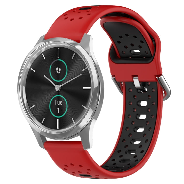 For Garmin VivoMove Luxe 20mm Breathable Two-Color Silicone Watch Band(Red+Black) - Watch Bands by PMC TechLife | Online Shopping South Africa | PMC TechLife