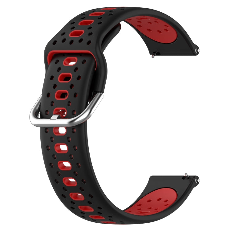For Garmin Forerunner 245 20mm Breathable Two-Color Silicone Watch Band(Black+Red) - Watch Bands by PMC TechLife | Online Shopping South Africa | PMC TechLife