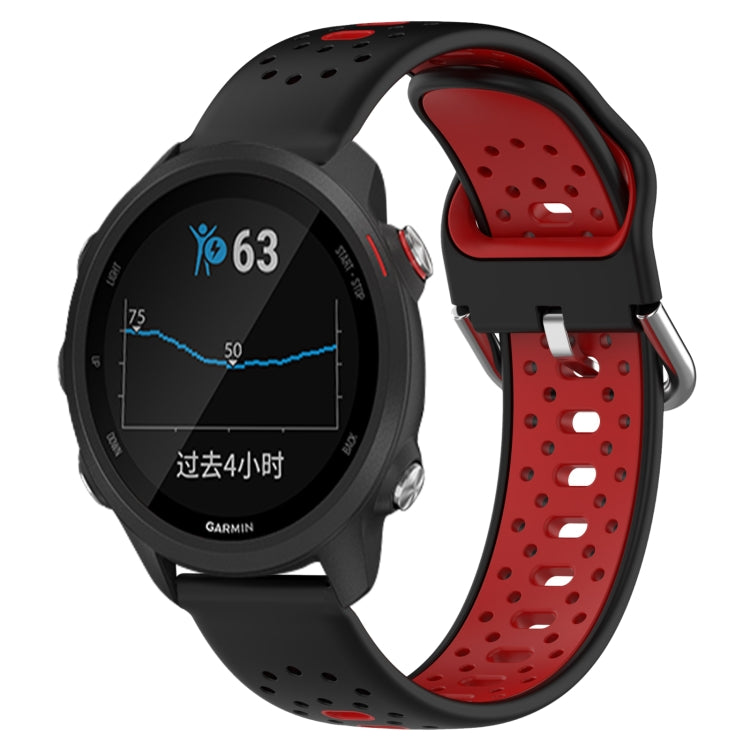 For Garmin Forerunner 245 Music 20mm Breathable Two-Color Silicone Watch Band(Black+Red) - Watch Bands by PMC TechLife | Online Shopping South Africa | PMC TechLife