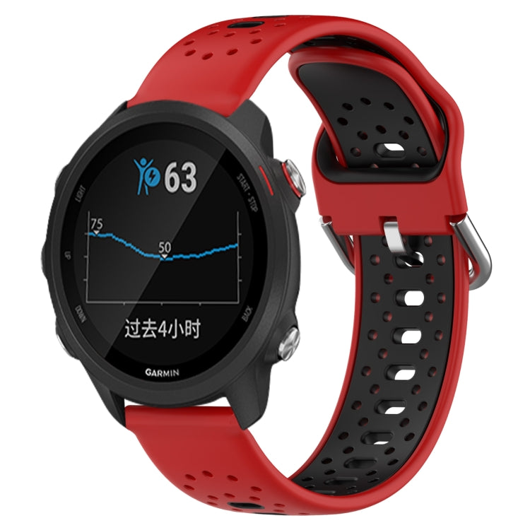 For Garmin Forerunner 245 Music 20mm Breathable Two-Color Silicone Watch Band(Red+Black) - Watch Bands by PMC TechLife | Online Shopping South Africa | PMC TechLife