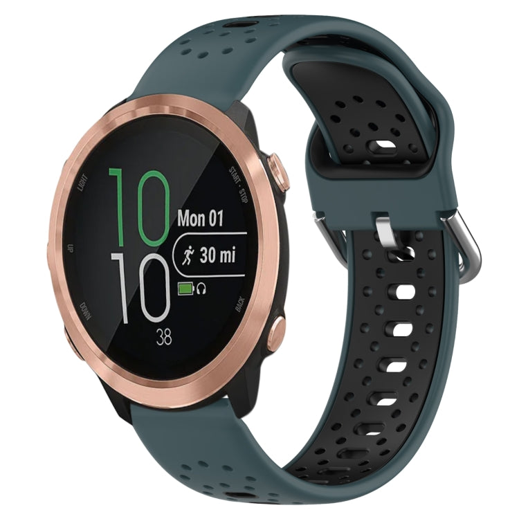 For Garmin Forerunner 645 20mm Breathable Two-Color Silicone Watch Band(Olive Green+Black) - Watch Bands by PMC TechLife | Online Shopping South Africa | PMC TechLife
