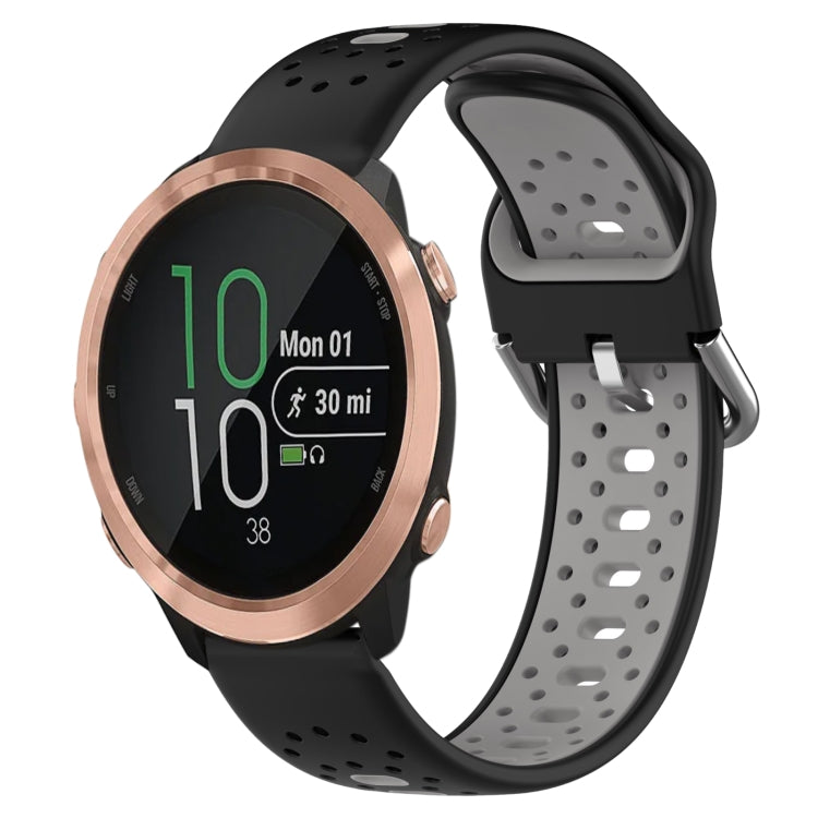 For Garmin Forerunner 645 Music 20mm Breathable Two-Color Silicone Watch Band(Black+Grey) - Watch Bands by PMC TechLife | Online Shopping South Africa | PMC TechLife