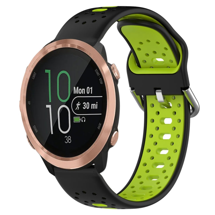 For Garmin Forerunner 645 Music 20mm Breathable Two-Color Silicone Watch Band(Black+Lime Green) - Watch Bands by PMC TechLife | Online Shopping South Africa | PMC TechLife