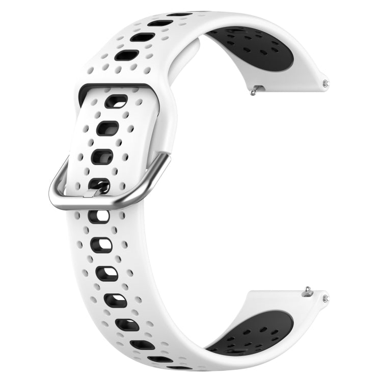 For Garmin Forerunner Sq2 20mm Breathable Two-Color Silicone Watch Band(White+Black) - Watch Bands by PMC TechLife | Online Shopping South Africa | PMC TechLife