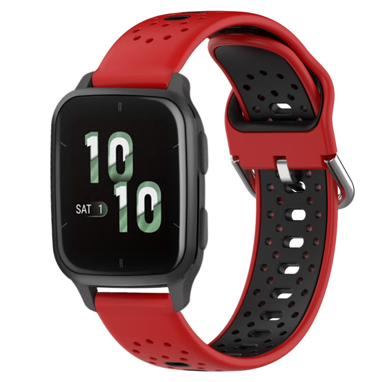 For Garmin Forerunner Sq2 20mm Breathable Two-Color Silicone Watch Band(Red+Black) - Watch Bands by PMC TechLife | Online Shopping South Africa | PMC TechLife