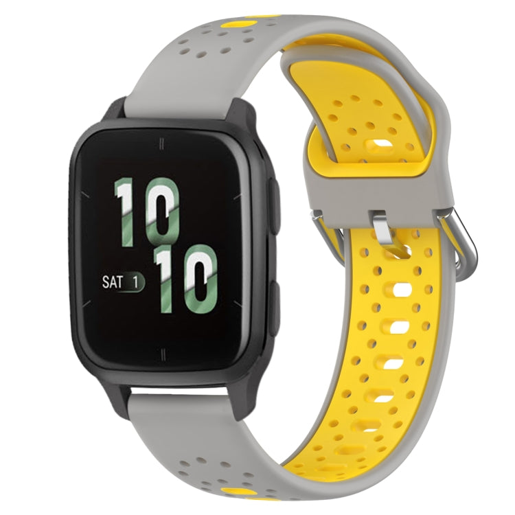 For Garmin Forerunner Sq2 20mm Breathable Two-Color Silicone Watch Band(Grey+Yellow) - Watch Bands by PMC TechLife | Online Shopping South Africa | PMC TechLife