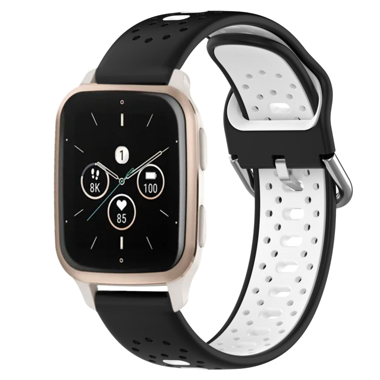 For Garmin Forerunner Sq2 Music 20mm Breathable Two-Color Silicone Watch Band(Black+White) - Watch Bands by PMC TechLife | Online Shopping South Africa | PMC TechLife