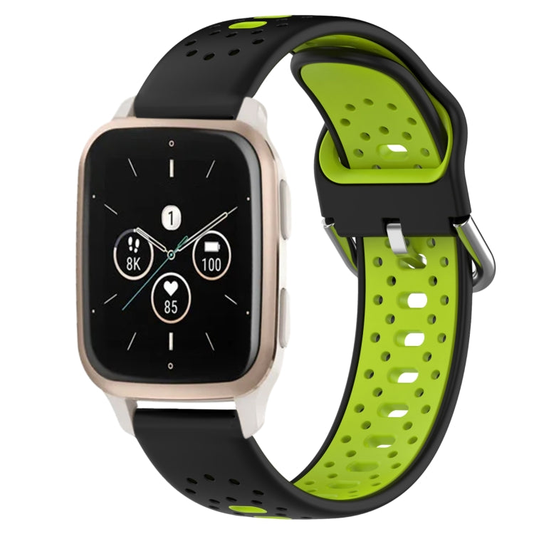 For Garmin Forerunner Sq2 Music 20mm Breathable Two-Color Silicone Watch Band(Black+Lime Green) - Watch Bands by PMC TechLife | Online Shopping South Africa | PMC TechLife