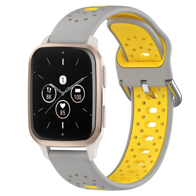 For Garmin Forerunner Sq2 Music 20mm Breathable Two-Color Silicone Watch Band(Grey+Yellow) - Watch Bands by PMC TechLife | Online Shopping South Africa | PMC TechLife