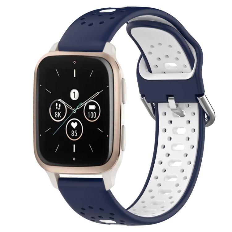 For Garmin Forerunner Sq2 Music 20mm Breathable Two-Color Silicone Watch Band(Midnight Blue+White) - Watch Bands by PMC TechLife | Online Shopping South Africa | PMC TechLife