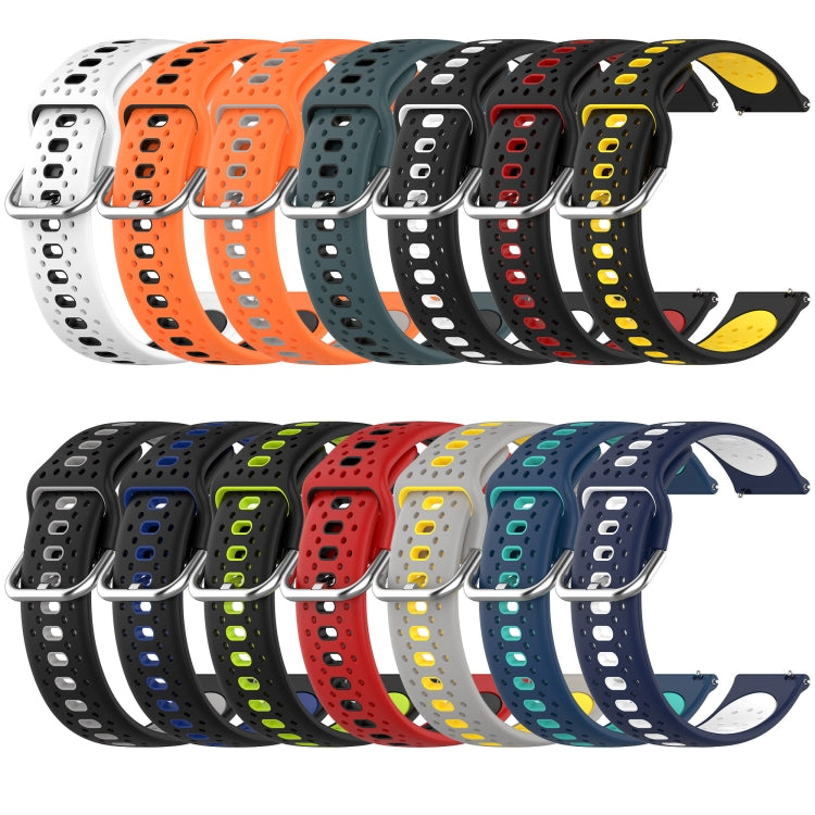 For Garmin Forerunner 645 20mm Breathable Two-Color Silicone Watch Band(Black+Grey) - Watch Bands by PMC TechLife | Online Shopping South Africa | PMC TechLife