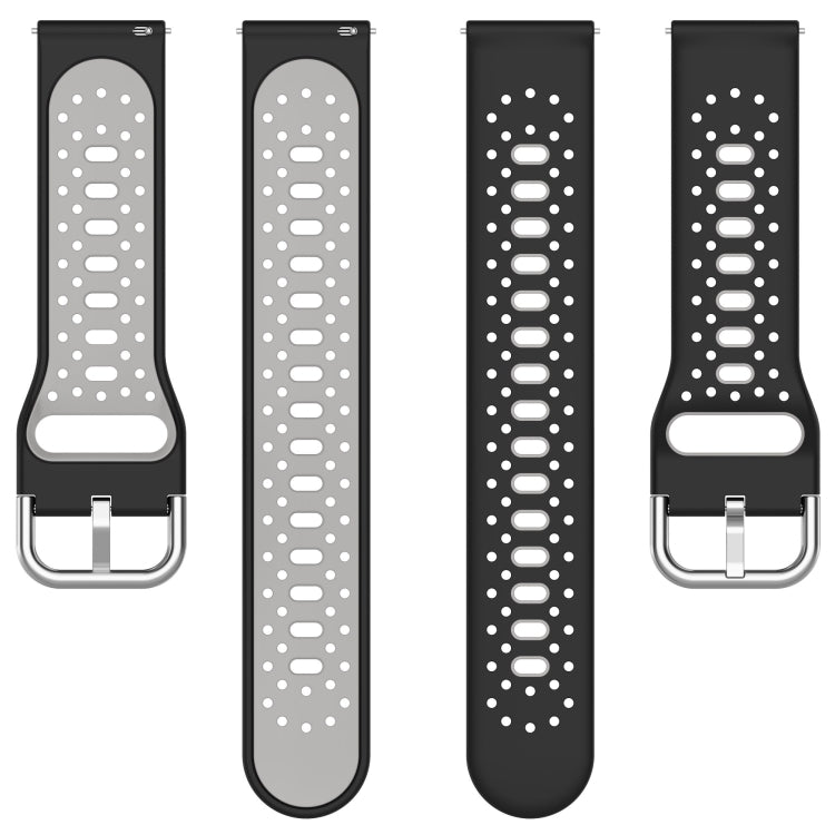 For Garmin Forerunner 645 Music 20mm Breathable Two-Color Silicone Watch Band(Black+Red) - Watch Bands by PMC TechLife | Online Shopping South Africa | PMC TechLife