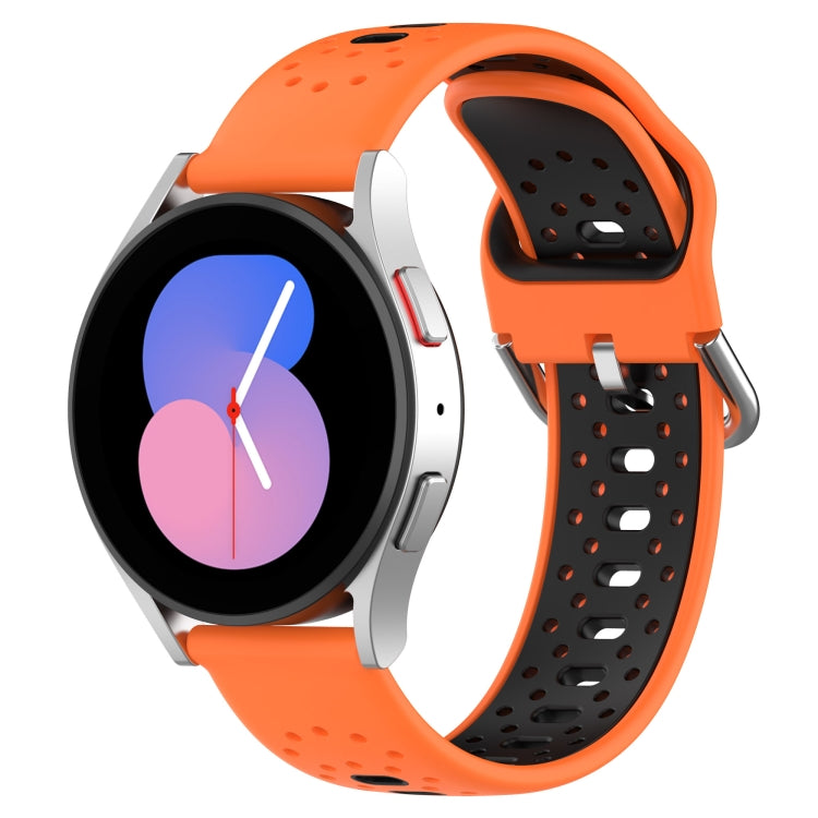 For Samsung Galaxy Watch 5 44mm 20mm Breathable Two-Color Silicone Watch Band(Orange+Black) - Watch Bands by PMC TechLife | Online Shopping South Africa | PMC TechLife