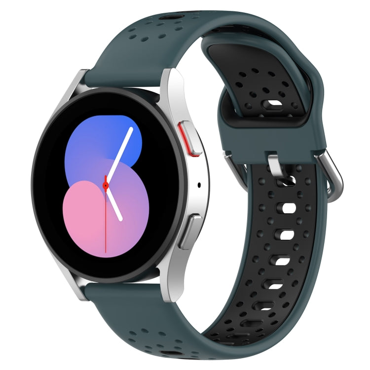 For Samsung Galaxy Watch 5 44mm 20mm Breathable Two-Color Silicone Watch Band(Olive Green+Black) - Watch Bands by PMC TechLife | Online Shopping South Africa | PMC TechLife