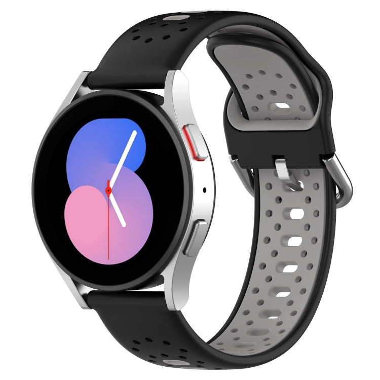 For Samsung Galaxy Watch 5 Pro 45mm 20mm Breathable Two-Color Silicone Watch Band(Black+Grey) - Watch Bands by PMC TechLife | Online Shopping South Africa | PMC TechLife