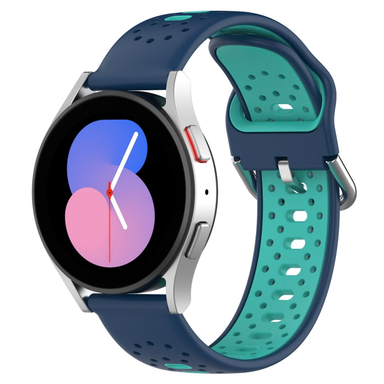 For Samsung Galaxy Watch 4 44mm 20mm Breathable Two-Color Silicone Watch Band(Blue+Teal) -  by PMC TechLife | Online Shopping South Africa | PMC TechLife