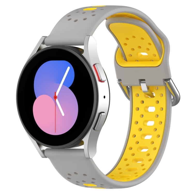 For Samsung Galaxy Watch 4 40mm 20mm Breathable Two-Color Silicone Watch Band(Grey+Yellow) - Watch Bands by PMC TechLife | Online Shopping South Africa | PMC TechLife