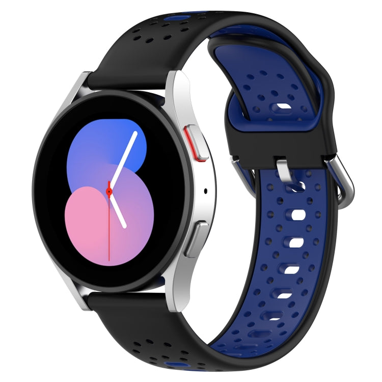 For Samsung  Galaxy Watch 4 Classic 46mm 20mm Breathable Two-Color Silicone Watch Band(Black+Blue) - Watch Bands by PMC TechLife | Online Shopping South Africa | PMC TechLife