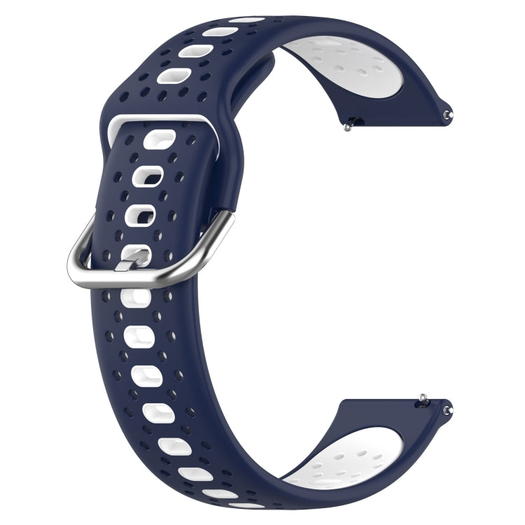 For Samsung  Galaxy Watch 4 Classic 46mm 20mm Breathable Two-Color Silicone Watch Band(Midnight Blue+White) - Watch Bands by PMC TechLife | Online Shopping South Africa | PMC TechLife