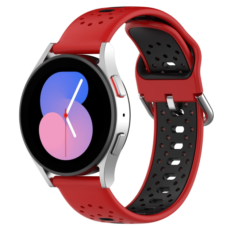 For Samsung Galaxy Watch Active 2 40mm 20mm Breathable Two-Color Silicone Watch Band(Red+Black) - Watch Bands by PMC TechLife | Online Shopping South Africa | PMC TechLife
