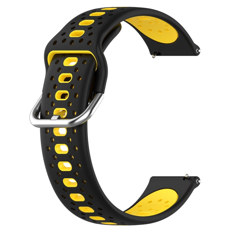 For Samsung Galaxy Watch Active 2 44mm 20mm Breathable Two-Color Silicone Watch Band(Black+Yellow) - Watch Bands by PMC TechLife | Online Shopping South Africa | PMC TechLife