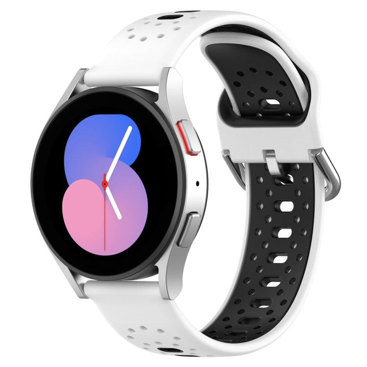 For Samsung Galaxy Watch 42mm 20mm Breathable Two-Color Silicone Watch Band(White+Black) - Watch Bands by PMC TechLife | Online Shopping South Africa | PMC TechLife