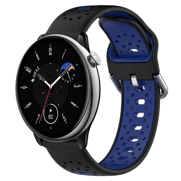 For Amazfit GTR Mini 20mm Breathable Two-Color Silicone Watch Band(Black+Blue) - Watch Bands by PMC TechLife | Online Shopping South Africa | PMC TechLife