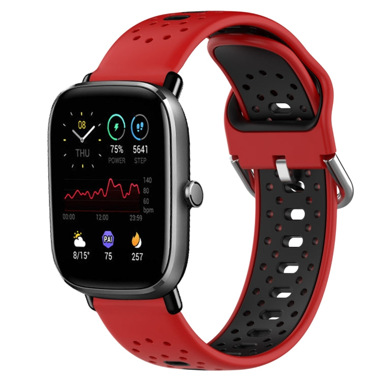 For Amazfit GTS 4 Mini 20mm Breathable Two-Color Silicone Watch Band(Red+Black) - Watch Bands by PMC TechLife | Online Shopping South Africa | PMC TechLife