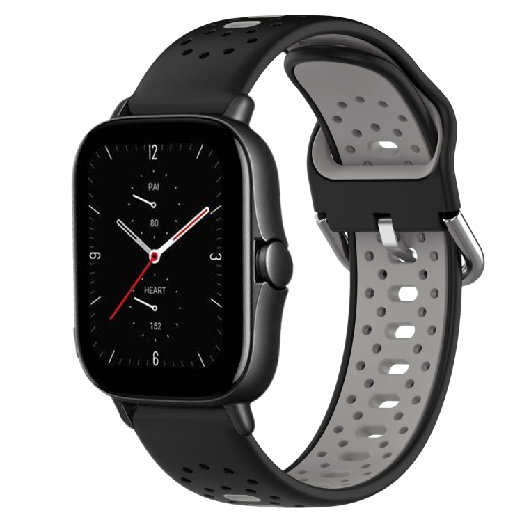 For Amazfit GTS 2E 20mm Breathable Two-Color Silicone Watch Band(Black+Grey) - Watch Bands by PMC TechLife | Online Shopping South Africa | PMC TechLife