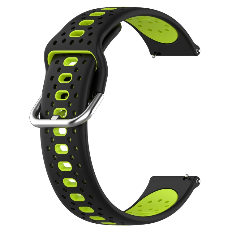 For Amazfit GTS 2E 20mm Breathable Two-Color Silicone Watch Band(Black+Lime Green) - Watch Bands by PMC TechLife | Online Shopping South Africa | PMC TechLife