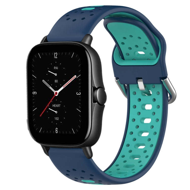 For Amazfit GTS 2E 20mm Breathable Two-Color Silicone Watch Band(Blue+Water Duck) - Watch Bands by PMC TechLife | Online Shopping South Africa | PMC TechLife