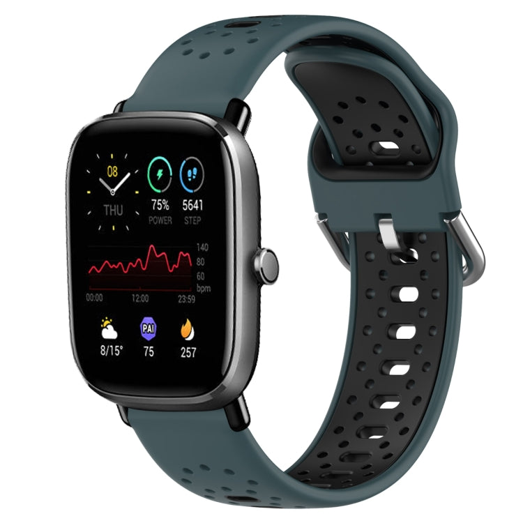 For Amazfit GTS 2 Mini 20mm Breathable Two-Color Silicone Watch Band(Olive Green+Black) -  by PMC TechLife | Online Shopping South Africa | PMC TechLife