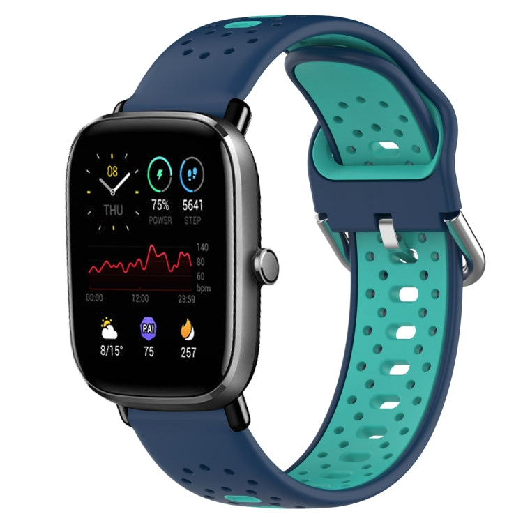 For Amazfit GTS 2 Mini 20mm Breathable Two-Color Silicone Watch Band(Blue+Water Duck) - Watch Bands by PMC TechLife | Online Shopping South Africa | PMC TechLife