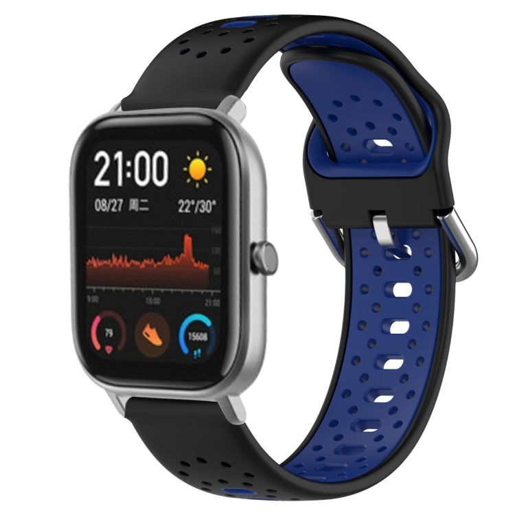 For Amazfit GTS 20mm Breathable Two-Color Silicone Watch Band(Black+Blue) - Watch Bands by PMC TechLife | Online Shopping South Africa | PMC TechLife
