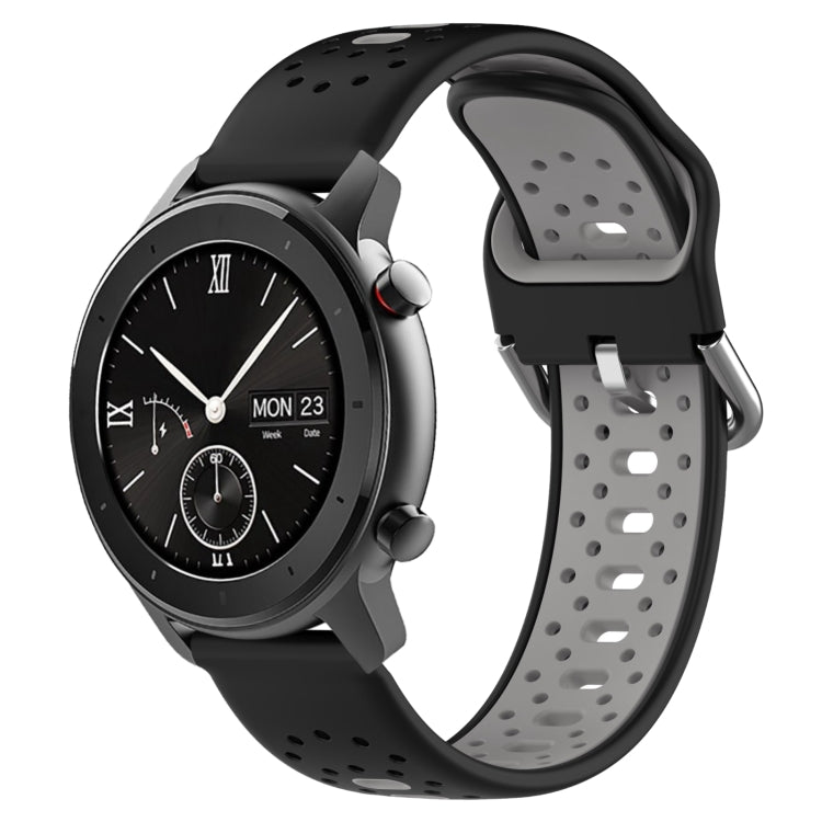 For Amazfit GTR 42mm 20mm Breathable Two-Color Silicone Watch Band(Black+Grey) - Watch Bands by PMC TechLife | Online Shopping South Africa | PMC TechLife