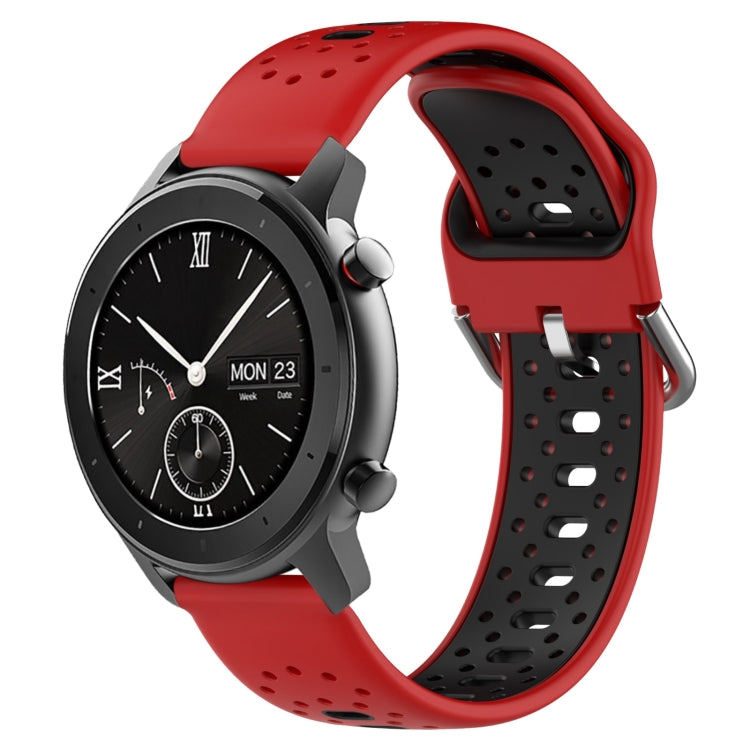 For Amazfit GTR 42mm 20mm Breathable Two-Color Silicone Watch Band(Red+Black) -  by PMC TechLife | Online Shopping South Africa | PMC TechLife
