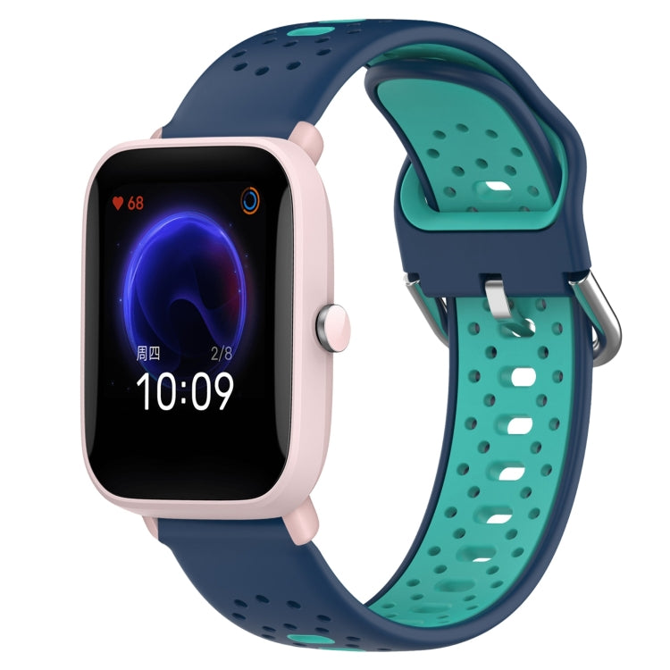 For Amazfit Pop Pro 20mm Breathable Two-Color Silicone Watch Band(Blue+Water Duck) -  by PMC TechLife | Online Shopping South Africa | PMC TechLife