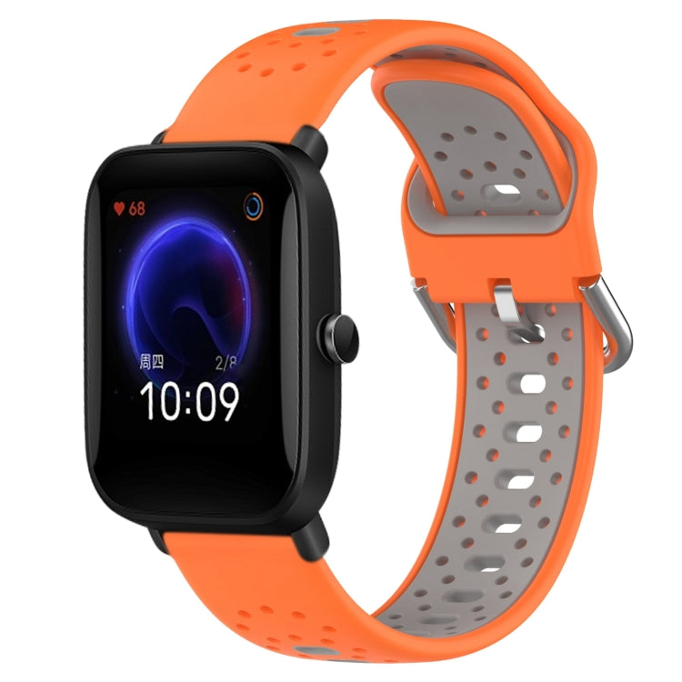 For Amazfit Pop 20mm Breathable Two-Color Silicone Watch Band(Orange+Grey) - Watch Bands by PMC TechLife | Online Shopping South Africa | PMC TechLife