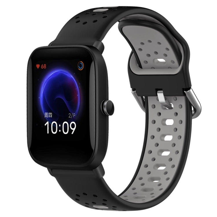 For Amazfit Pop 20mm Breathable Two-Color Silicone Watch Band(Black+Grey) - Watch Bands by PMC TechLife | Online Shopping South Africa | PMC TechLife
