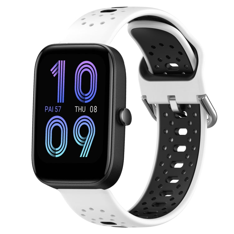 For Amazfit Bip3 20mm Breathable Two-Color Silicone Watch Band(White+Black) - Watch Bands by PMC TechLife | Online Shopping South Africa | PMC TechLife
