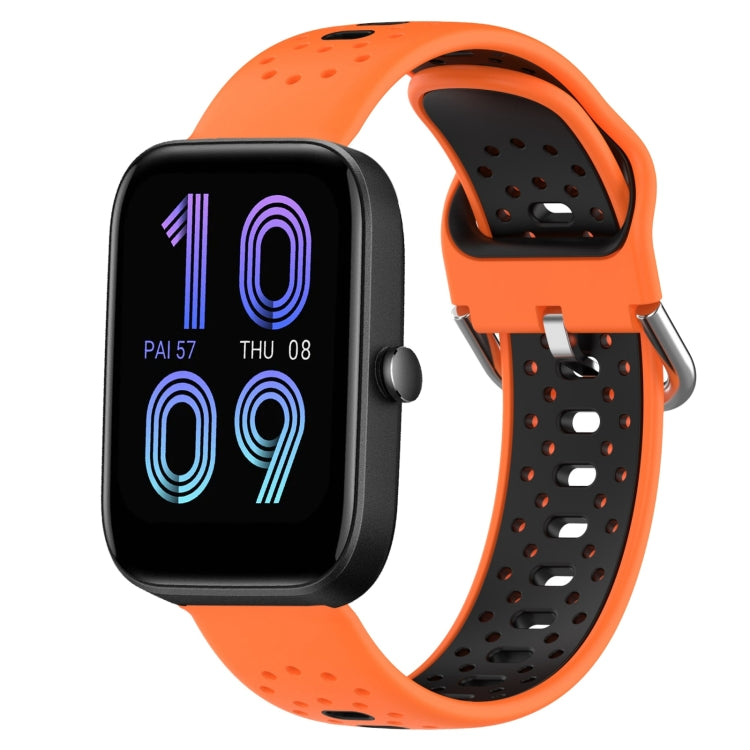 For Amazfit Bip3 20mm Breathable Two-Color Silicone Watch Band(Orange+Black) - Watch Bands by PMC TechLife | Online Shopping South Africa | PMC TechLife