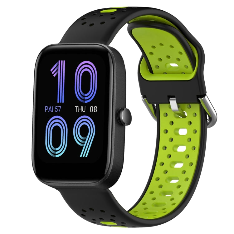 For Amazfit Bip3 20mm Breathable Two-Color Silicone Watch Band(Black+Lime Green) - Watch Bands by PMC TechLife | Online Shopping South Africa | PMC TechLife