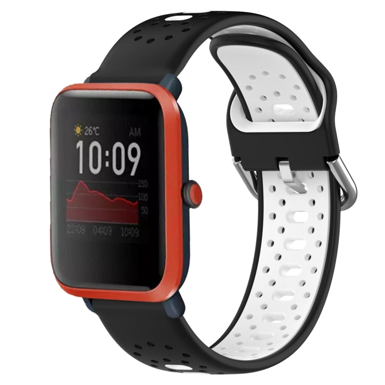 For Amazfit Bip 1S 20mm Breathable Two-Color Silicone Watch Band(Black+White) - Watch Bands by PMC TechLife | Online Shopping South Africa | PMC TechLife