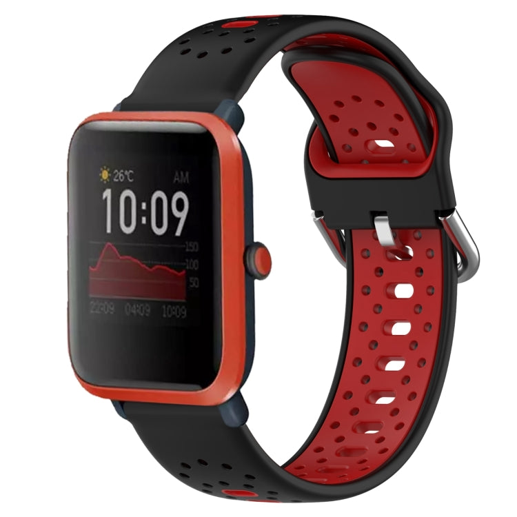 For Amazfit Bip 1S 20mm Breathable Two-Color Silicone Watch Band(Black+Red) - Watch Bands by PMC TechLife | Online Shopping South Africa | PMC TechLife