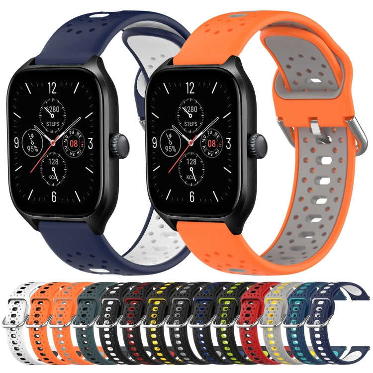 For Amazfit GTS 2E 20mm Breathable Two-Color Silicone Watch Band(Black+Blue) - Watch Bands by PMC TechLife | Online Shopping South Africa | PMC TechLife